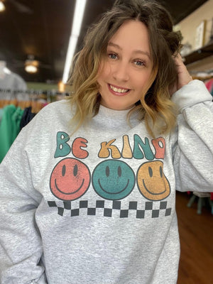 Be Kind Smiley Graphic Sweatshirt
