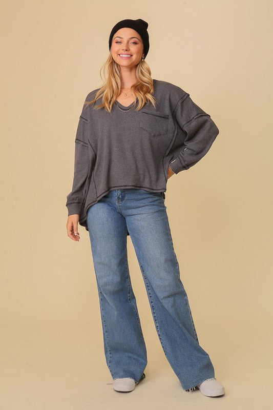 Thermal High Low Oversized Top - Timing