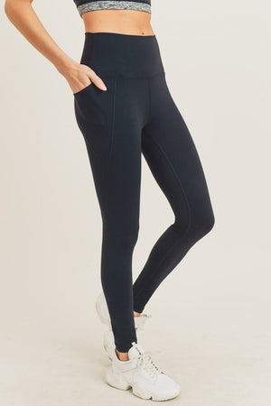 Open image in slideshow, Tapered Band Essential Solid Highwaist Leggings - Mono B
