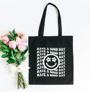 Open image in slideshow, Have A Good Day Star Smiley Face Tote
