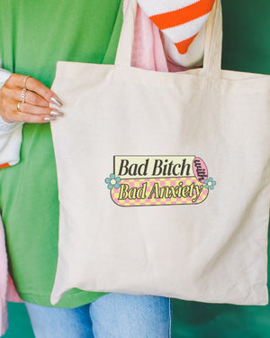 Open image in slideshow, Bad Bitch with Bad Anxiety Tote Bag
