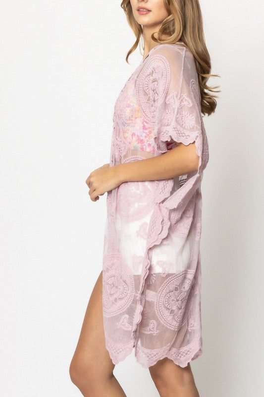 Patterned Laced Kimono