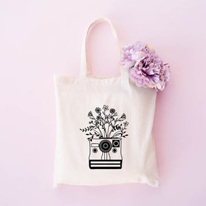 Camera And Wildflowers Tote