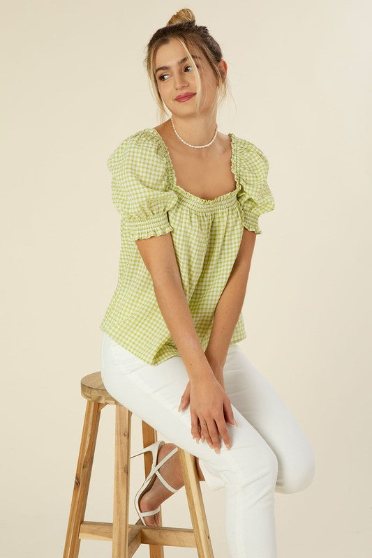 Smocked Blouse With Puff Sleeve - Lilou